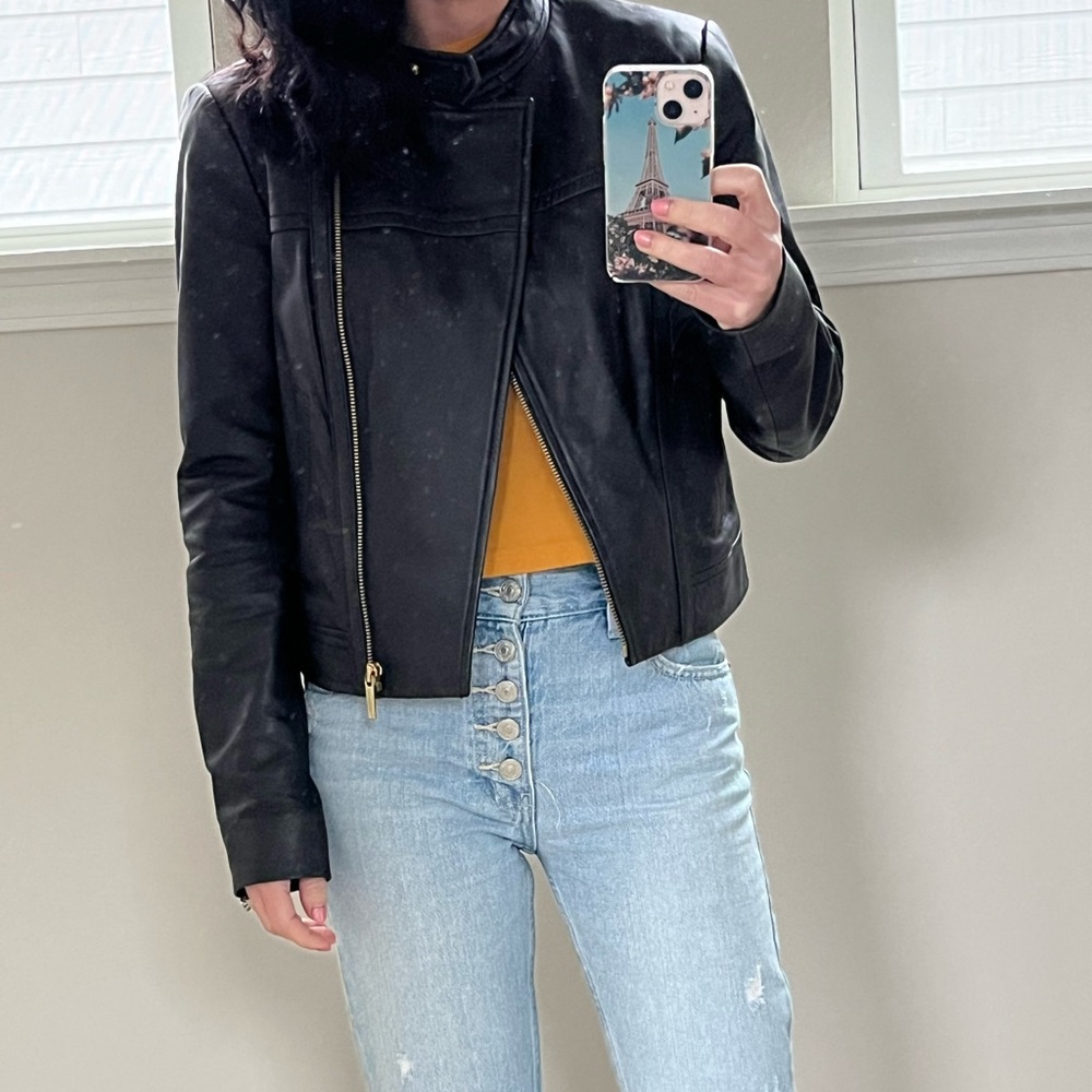 Michael Kors Lambskin Leather Moto Jacket